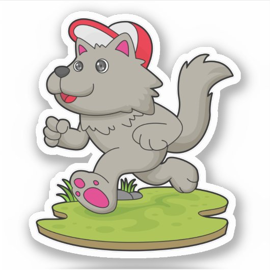 Dog as Runner with Cap Sticker (Voorkant)