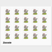 Dog as Runner with Cap Vierkante Sticker (Vel)