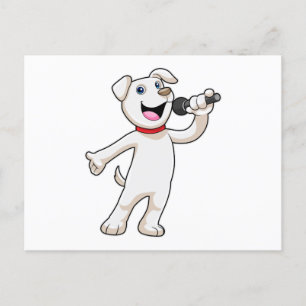 Dog as Singer met Microfoon Briefkaart