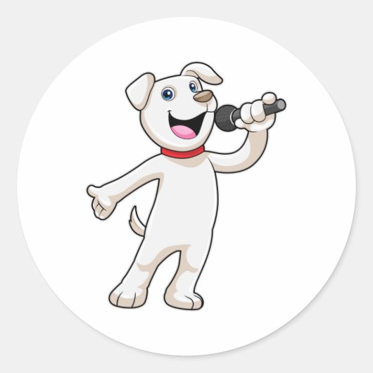 Dog as Singer met Microfoon Ronde Sticker (Voorkant)