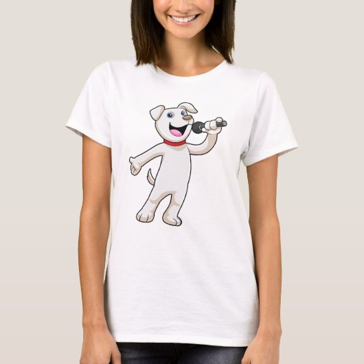 Dog as Singer met Microfoon T-shirt (Voorkant)