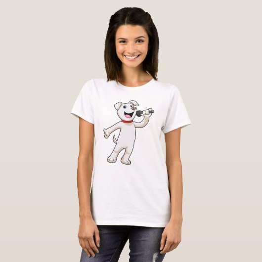 Dog as Singer met Microfoon T-shirt (Voorkant volledig)
