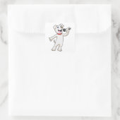 Dog as Singer met Microfoon Vierkante Sticker (Tas)