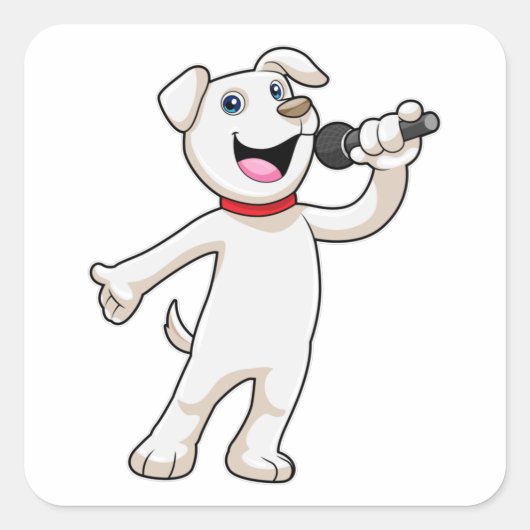 Dog as Singer met Microfoon Vierkante Sticker (Voorkant)
