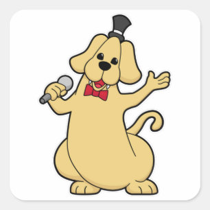 Dog as Singer met Microfoon Vierkante Sticker