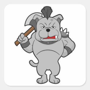 Dog as Warrior met Ax Vierkante Sticker
