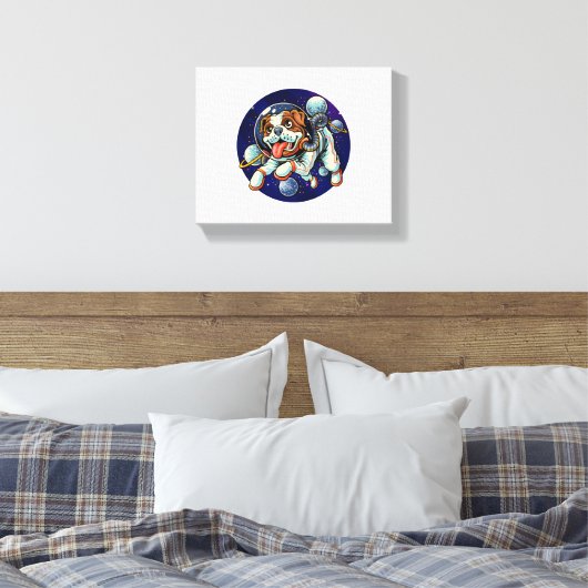 Dog Astronaut, space dog Canvas Afdruk (Insitu (Slaapkamer))