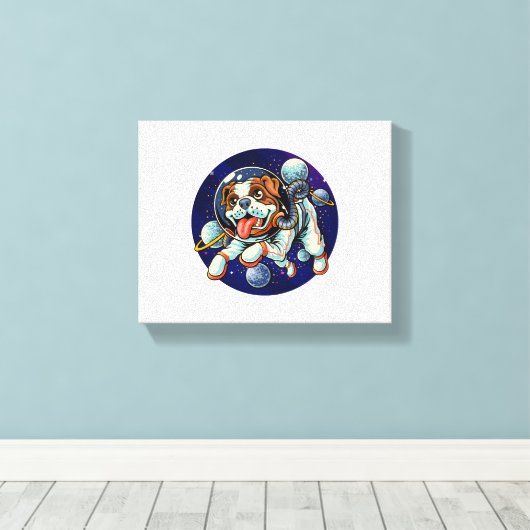 Dog Astronaut, space dog Canvas Afdruk (Insitu (Houten vloer))