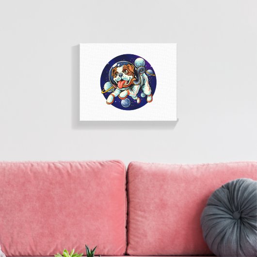 Dog Astronaut, space dog Canvas Afdruk (Insitu (Woonkamer))