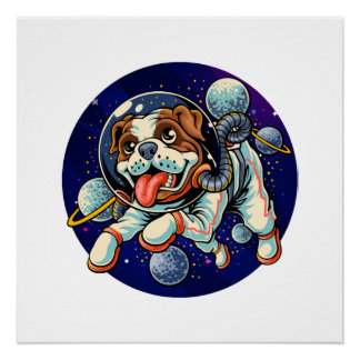 Dog Astronaut, space dog Perfect Poster