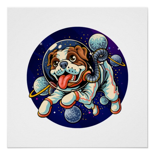 Dog Astronaut, space dog Perfect Poster (Voorkant)