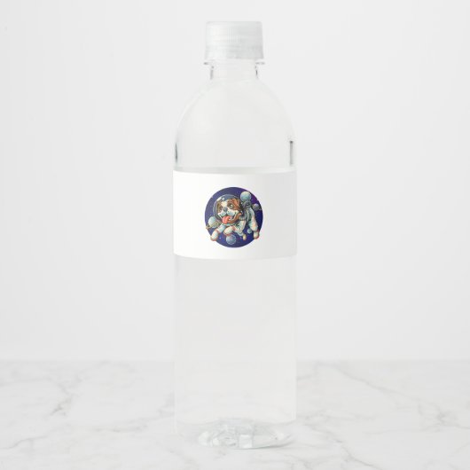 Dog Astronaut, space dog Waterfles Etiket (Voorkant)