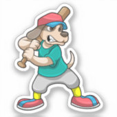 Dog at Baseball with Baseball bat Sticker (Voorkant)