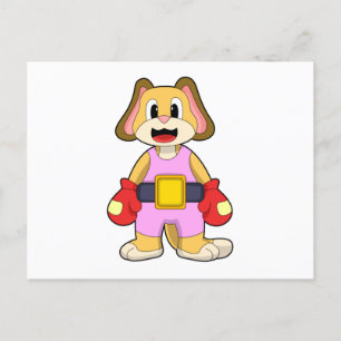 Dog at Boxing with Boxing gloves Briefkaart