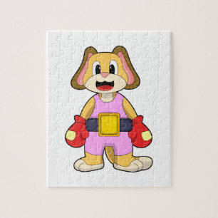 Dog at Boxing with Boxing gloves Legpuzzel