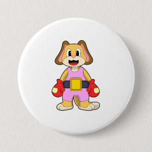 Dog at Boxing with Boxing gloves Ronde Button 7,6 Cm