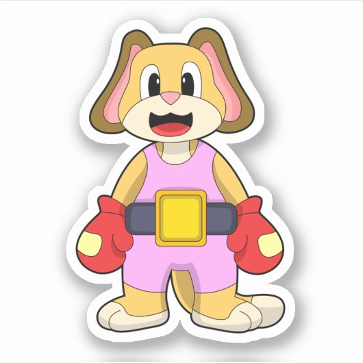 Dog at Boxing with Boxing gloves Sticker (Voorkant)