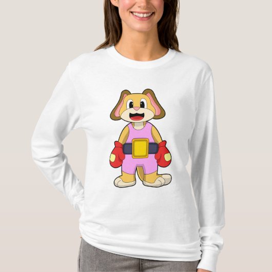 Dog at Boxing with Boxing gloves T-shirt (Voorkant)