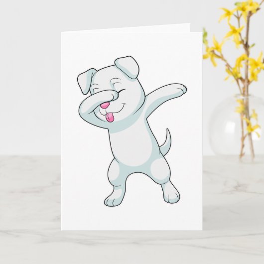 Dog at Hip Hop Dance Dab Kaart (Gele Bloem)