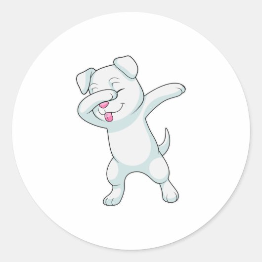 Dog at Hip Hop Dance Dab Ronde Sticker (Voorkant)