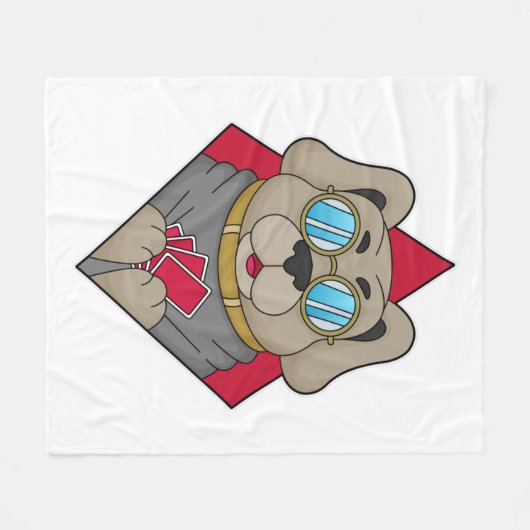 Dog at Poker with Poker cards Fleece Deken (Voorkant (Horizontaal))