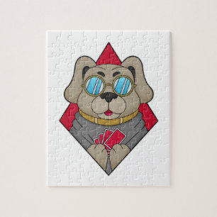 Dog at Poker with Poker cards Legpuzzel
