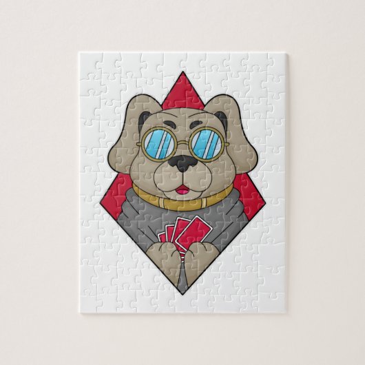 Dog at Poker with Poker cards Legpuzzel (Verticaal)