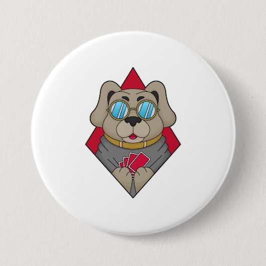 Dog at Poker with Poker cards Ronde Button 7,6 Cm (Voorkant)
