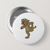 Dog at Yoga Fitness Ronde Button 7,6 Cm (Voorkant /achterkant)