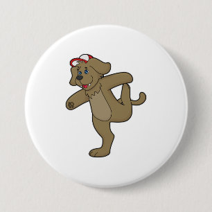 Dog at Yoga Fitness Ronde Button 7,6 Cm