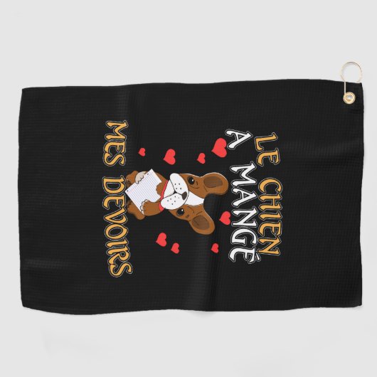 Dog Ate Mijn Homework - Frans citaat leren Golfhanddoek (Horizontaal)