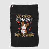 Dog Ate Mijn Homework - Frans citaat leren Golfhanddoek (Voorkant)
