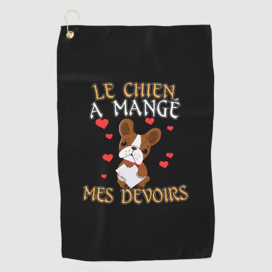 Dog Ate Mijn Homework - Frans citaat leren Golfhanddoek (Voorkant)