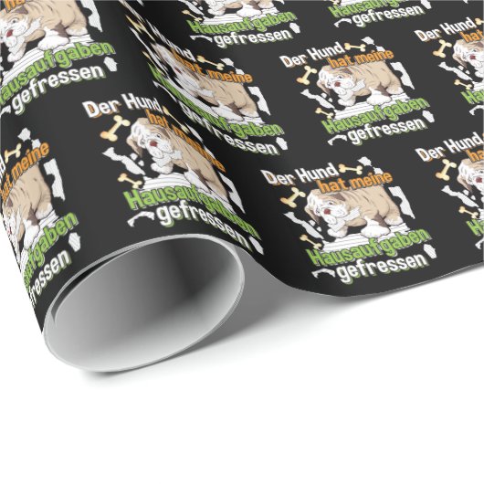 Dog Ate My Homework - Duits citaat leren Cadeaupapier (Rol Hoek)