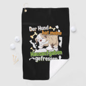 Dog Ate My Homework - Duits citaat leren Golfhanddoek (Insitu)
