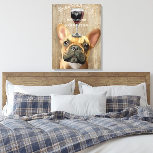Dog Au Vin, Franse hond Canvas Afdruk (Insitu (Slaapkamer))