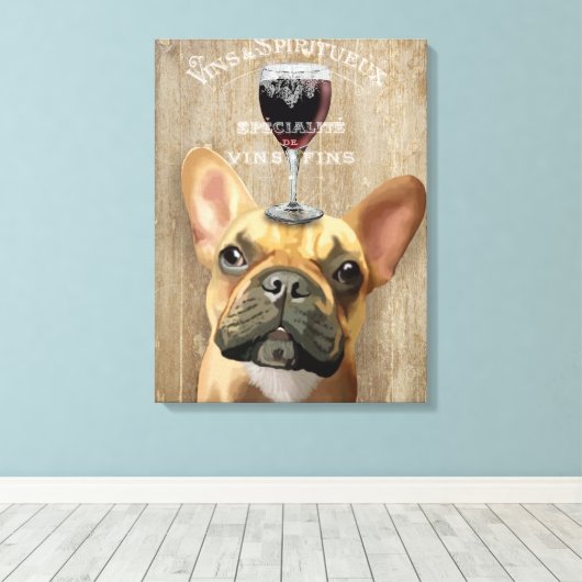 Dog Au Vin, Franse hond Canvas Afdruk (Insitu (Houten vloer))