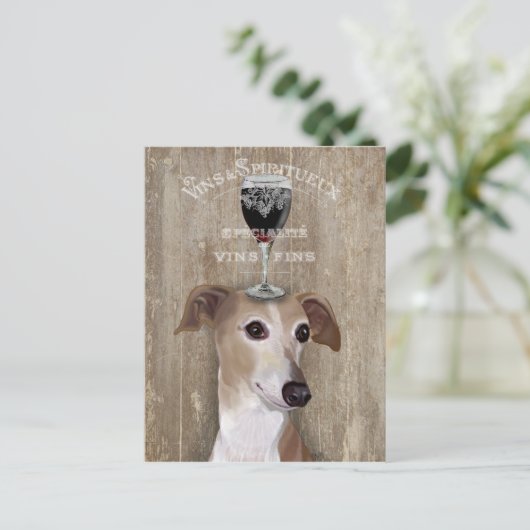 Dog Au Vin Greyhound Briefkaart (Staand voorkant)