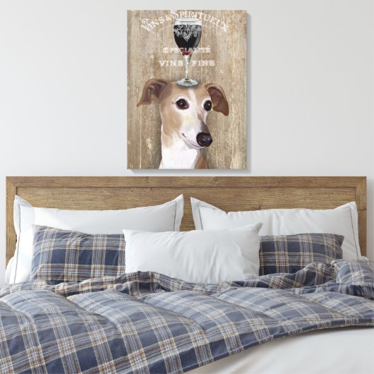 Dog Au Vin Greyhound Canvas Afdruk (Insitu (Slaapkamer))