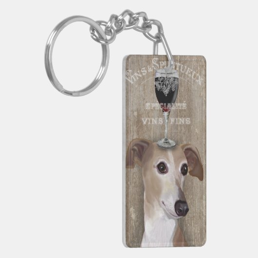 Dog Au Vin Greyhound Sleutelhanger (Voorkant Links)