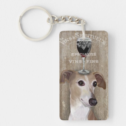 Dog Au Vin Greyhound Sleutelhanger (Voorkant)