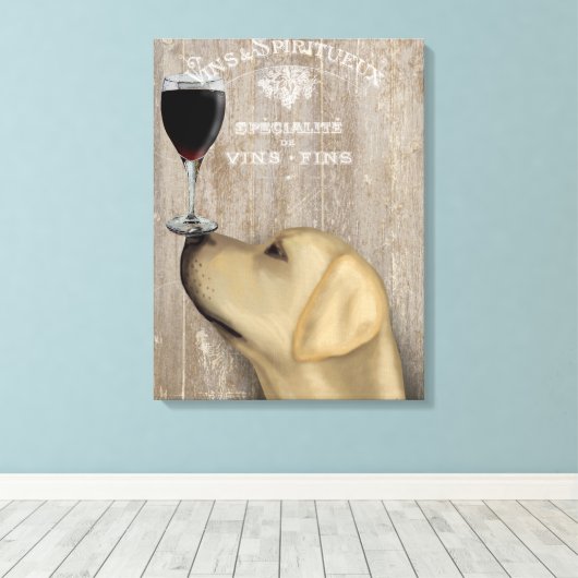 Dog Au Vin Yellow Labrador Canvas Afdruk (Insitu (Houten vloer))