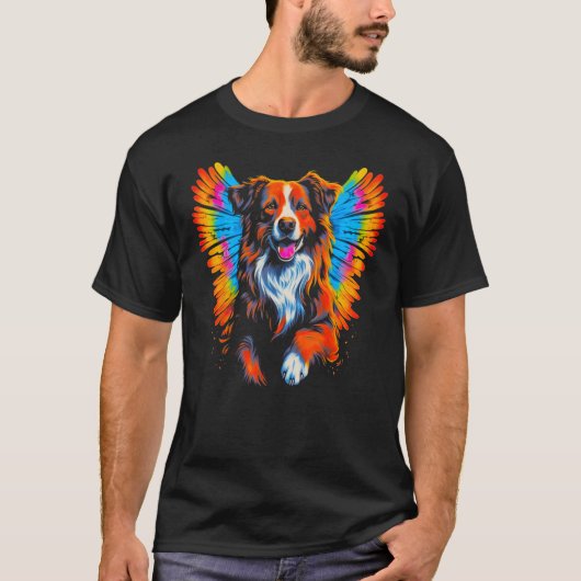Dog Australian Shepherd Angel Wings T-shirt (Voorkant)