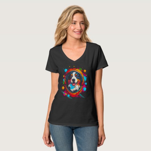 Dog Australian Shepherd Astronaut T-shirt (Voorkant volledig)