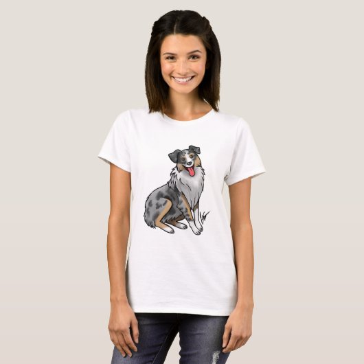 Dog - Australian Shepherd - Blue Merle T-shirt (Voorkant volledig)