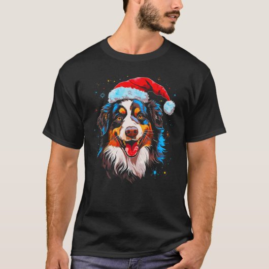 Dog Australian Shepherd Christmas T-shirt (Voorkant)