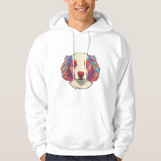 Dog australian shepherd realistisch hoodie (Voorkant)