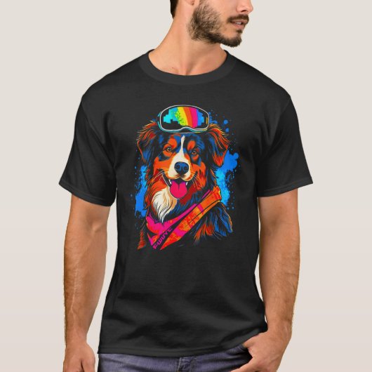 Dog Australian Shepherd Snowboard T-shirt (Voorkant)
