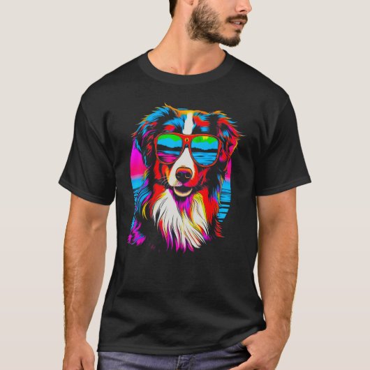 Dog Australian Shepherd Sunglasses T-shirt (Voorkant)