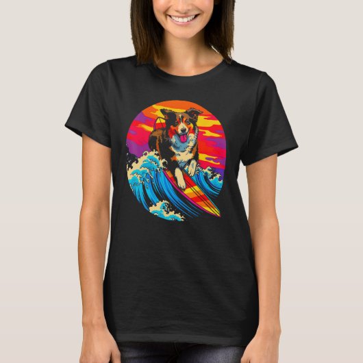 Dog Australian Shepherd Surf T-shirt (Voorkant)